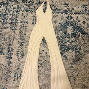 Oh Polly Ivory Modal Halter Jumpsuit Size 0